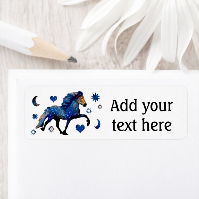 Stary Night Islands häst Returadress Etikett (Insitu)