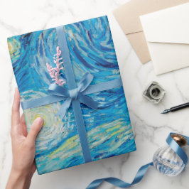 Stary night van gogh blommönster Wrapping Papper Presentpapper