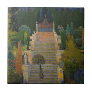 Stat Garden i Mallorca (av Santiago Rusiñol) Kakelplatta