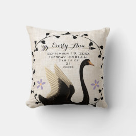 Stat i svan Flicka Nursery Baby eller födelseregis Kudde