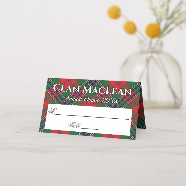 Stat Klan MacLean Tartan Motto Placeringskort (Framsida)