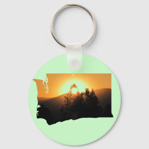 Stat WashingtonsolnedgångSilhouette Nyckelring