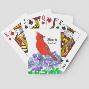State Bird of Illinois Souvenir Cardinal Violets Casinokort