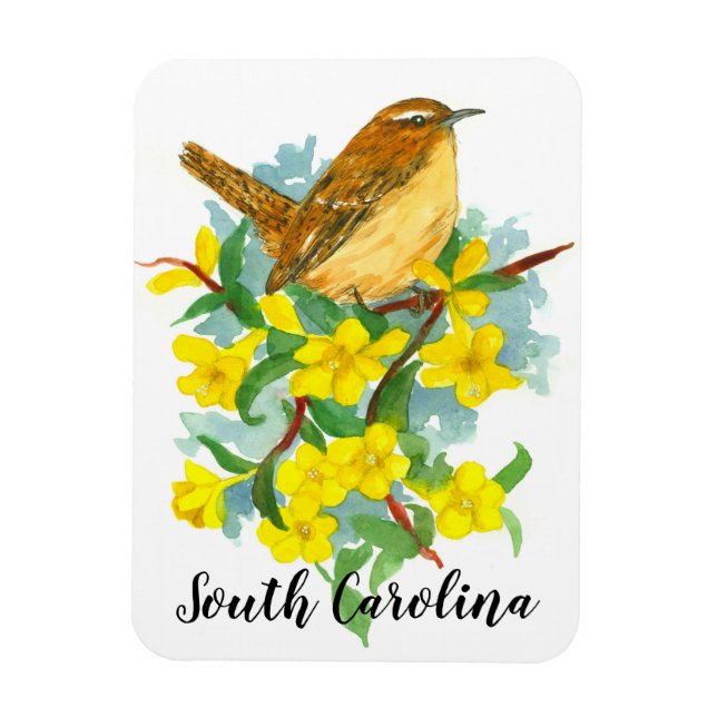 State Bird of South Carolina Wren Watercolor Magnet (Vertikal)