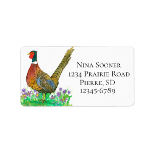 State Bird of South Dakota Pheasant Returadress Adressetikett