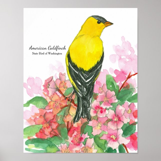 State Bird of Washington American Goldfinch Gult Poster (Framsidan)