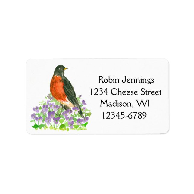 State Bird of Wisconsin Robin Returadress Adressetikett (Framsidan)