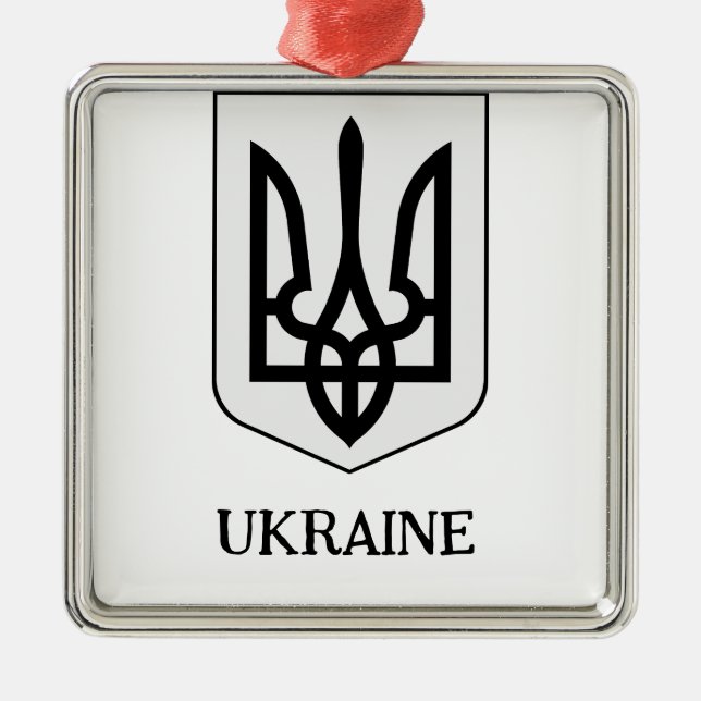 State Coat of Arms of Ukraine Minimalist Art Julgransprydnad Metall (Framsidan)