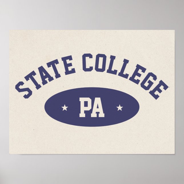 State College, PA Retro Varsity-Style Affisch (Framsidan)