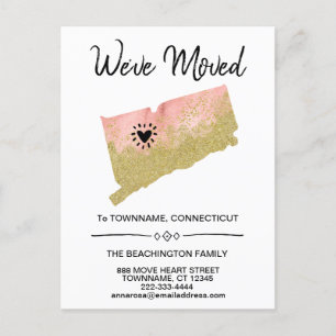 *~* STATE CONNECTICUT NY ADRESS - FLYTTA MEDDELANDE VYKORT
