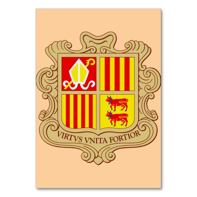 State Emblem of Andorra Historic Co-Principality Bordsnummer (Framsidan)