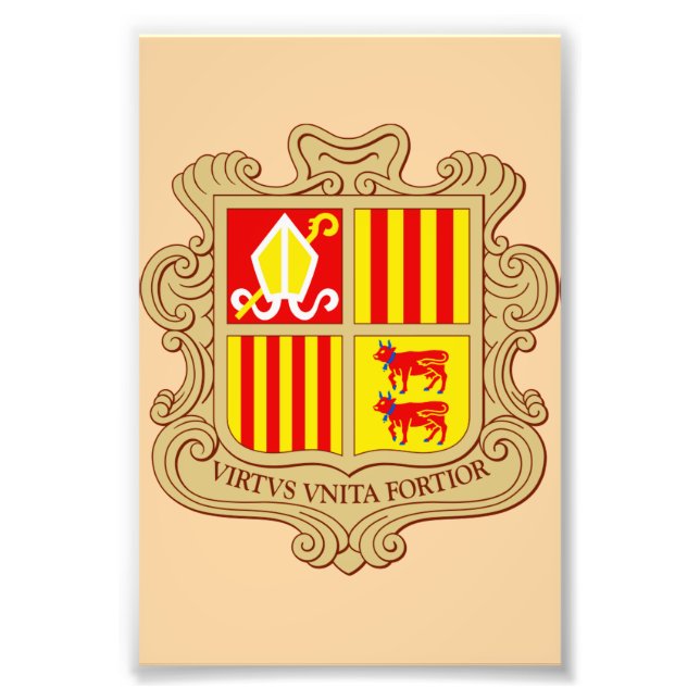 State Emblem of Andorra Historic Co-Principality Fototryck (Framsidan)