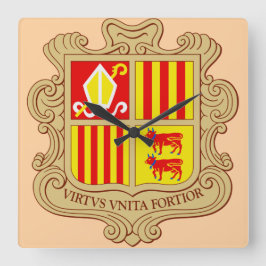 State Emblem of Andorra Historic Co-Principality Fyrkantig Klocka