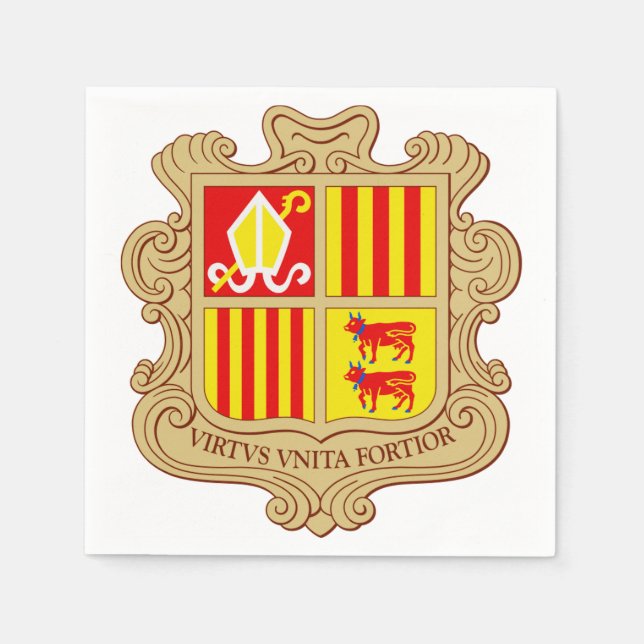 State Emblem of Andorra Historic Co-Principality Pappersservett (Framsidan)