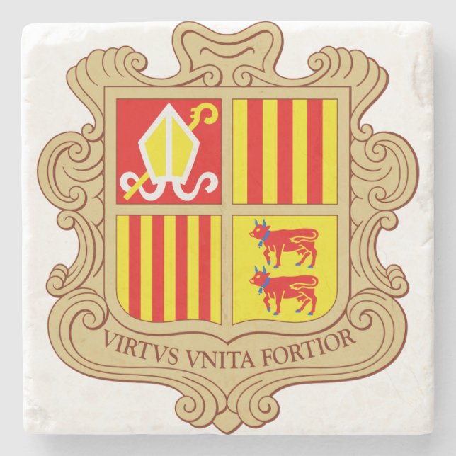 State Emblem of Andorra Historic Co-Principality Stenunderlägg (Framsidan)