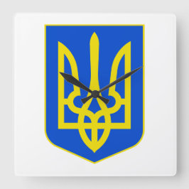 State Emblem of Ukraine Golden Trident Fine Art Fyrkantig Klocka