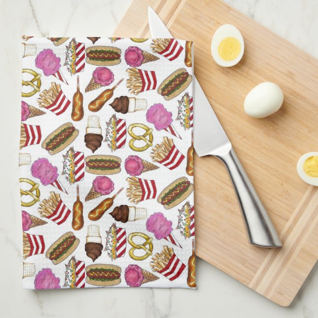 State Fair Carnival Food Nachos Cotton Candy Kökshandduk (Vikt i Fjärdedel)