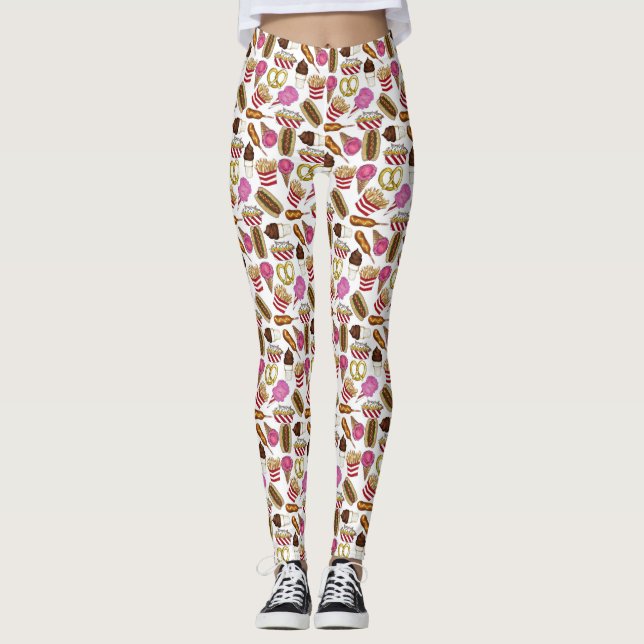 State Fair Carnival Food Nachos Cotton Candy Leggings (Framsida)