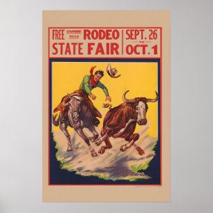 State Fair Rodeo - 1930-tal Cowboy Styrbjörnbrotta Poster