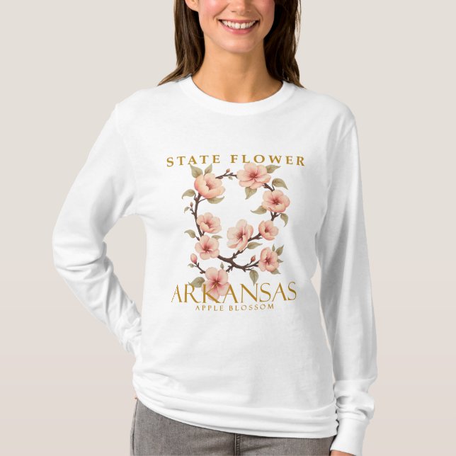 State Flower Arkansas Apple Blossom T Shirt (Framsida)