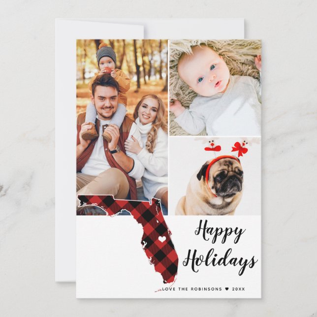 State Helgdag Tartan Collage Photo Florida Julkort (Framsida)