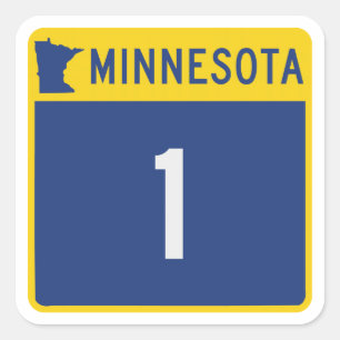 State Highway 1, Minnesota, USA Fyrkantigt Klistermärke