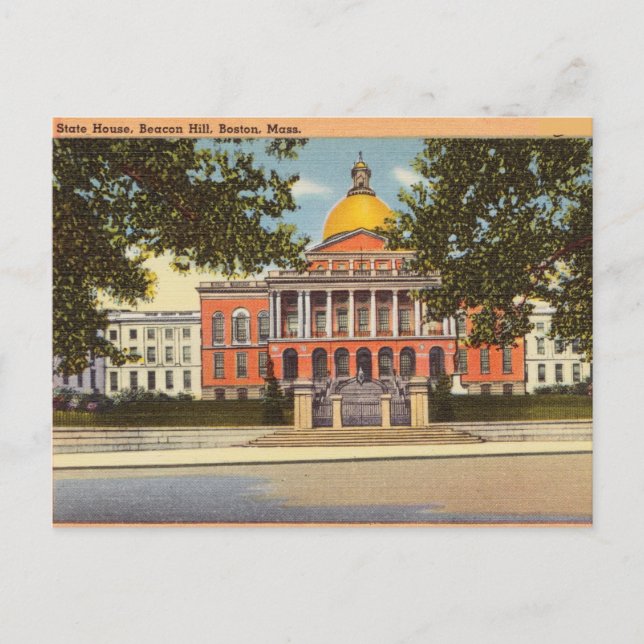 State House, Beacon Backe, Boston, Massachusetts Vykort (Framsida)