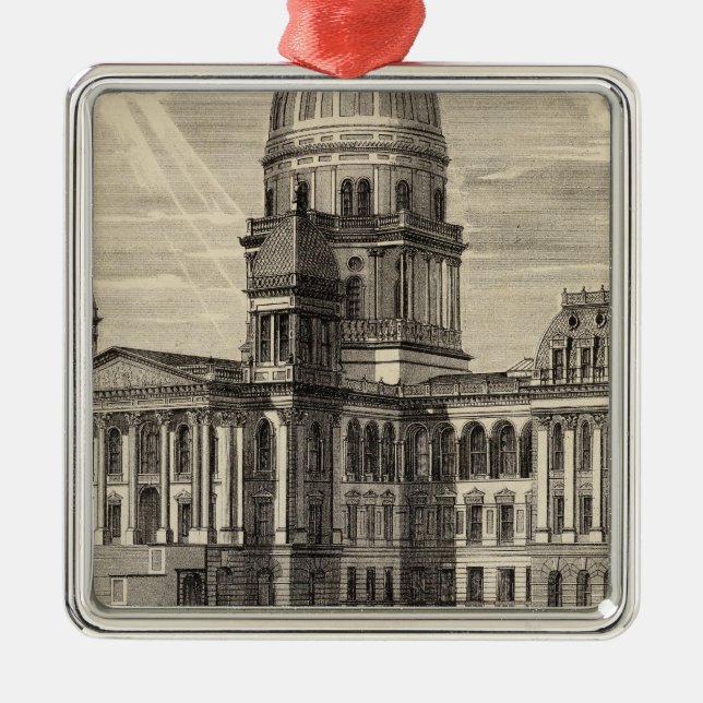 State Huvudstad byggnad, Springfield, Ill Julgransprydnad Metall (Framsidan)