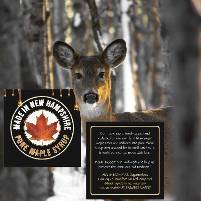 State Namn MAPLE SYRUP-AFFÄRSKORT med droppar Fyrkantigt Visitkort (Skapare uppladdad)
