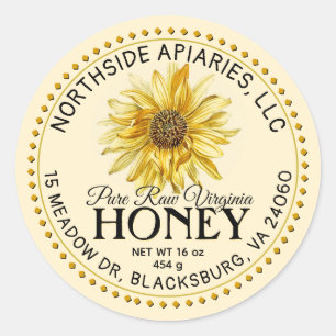 State Namn Raw Vintage Solros Gult Runt Klistermärke