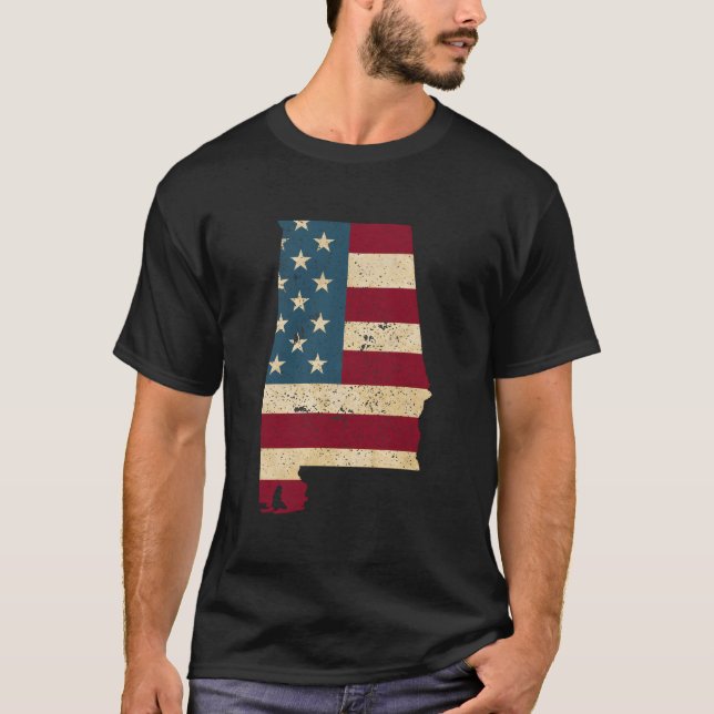 State Of Alabama Patriotic Usa Flag For T Shirt (Framsida)