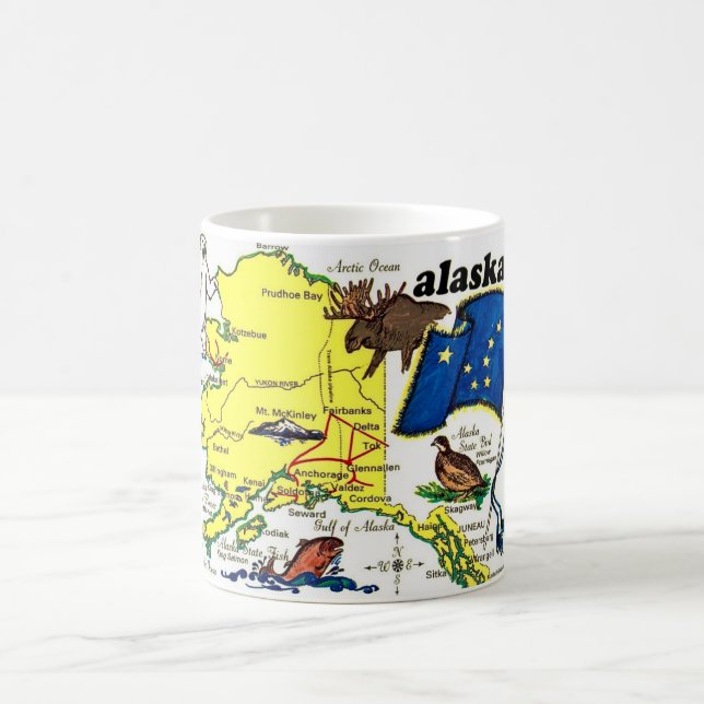 State of Alaska Map Postcard Mug Kaffemugg (Center)