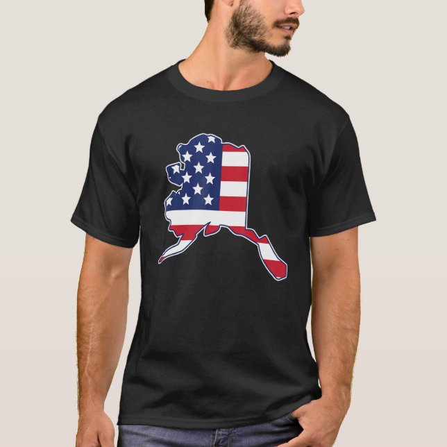 State of Alaska USA American Flag Patriotic T Shirt (Framsida)