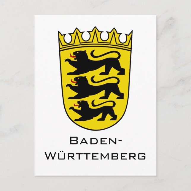 State of Baden-Württemberg Grand Coat of Arms Art Vykort (Framsida)