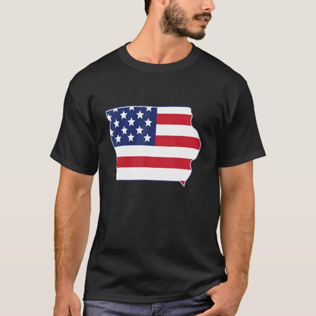 State of Iowa USA American Flag Patriotic T Shirt (Framsida)