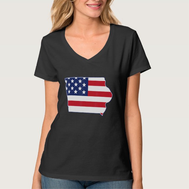 State of Iowa USA American Flag Patriotic T Shirt (Framsida)