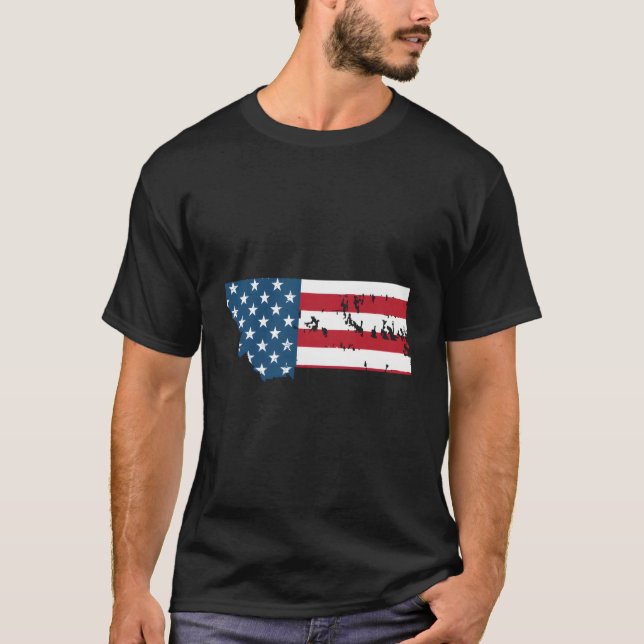 State Of Montana Patriotic Usa Flag For T Shirt (Framsida)