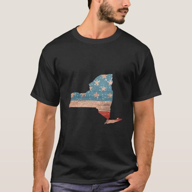 State Of New York Patriotic Usa Flag For T Shirt (Framsida)
