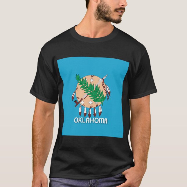 State of Oklahoma flag Classic Round Sticker T Shirt (Framsida)