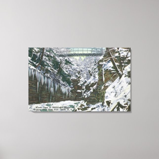 State Park Gorge Suspension Bridge View in Canvastryck (Framsida)