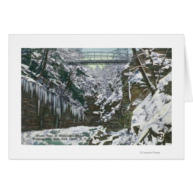 State Park Gorge Suspension Bridge View in Hälsningskort (Framsidan Horizontal)