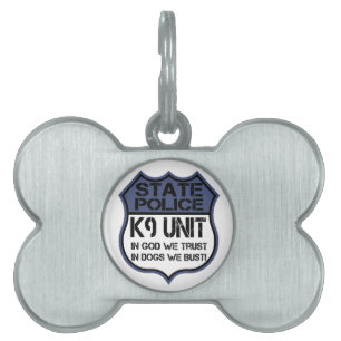 State Police K9 Unit in God We Trust Motto Namnbricka Husdjur