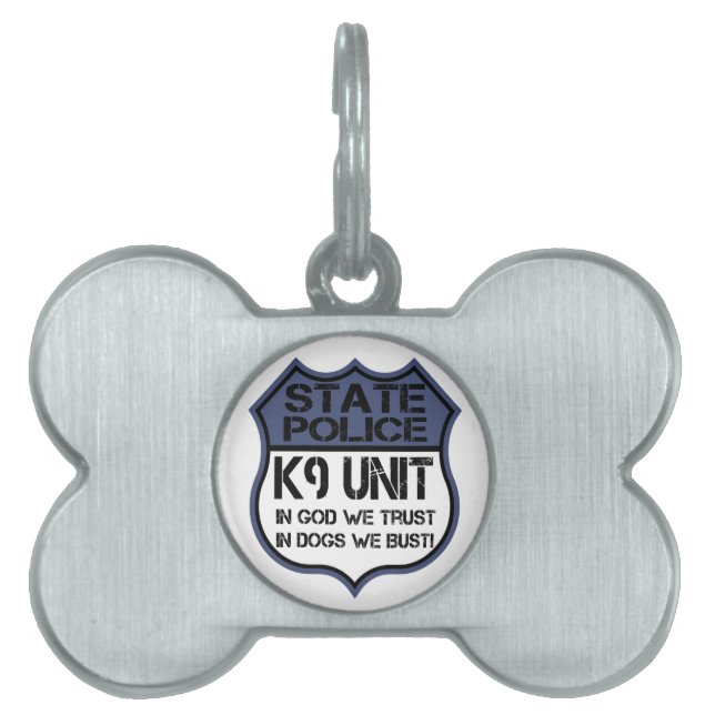 State Police K9 Unit in God We Trust Motto Namnbricka Husdjur (Framsidan)