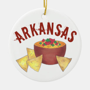 State Pride Arkansas Stil Cheese Queso Dip Nachos Julgransprydnad Keramik