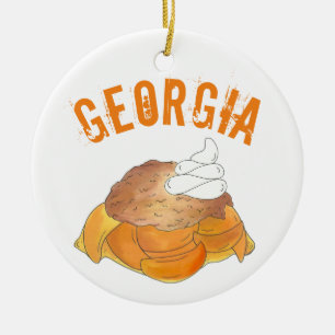 State Pride Atlanta Georgia Southern Peach Cobbler Julgransprydnad Keramik