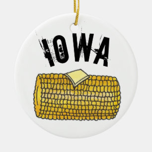State Pride IOWA Buttered Maj på Cob Julgransprydnad Keramik