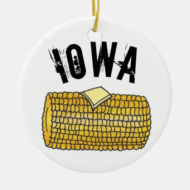 State Pride IOWA Buttered Maj på Cob Julgransprydnad Keramik (Framsidan)