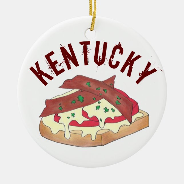 State Pride Kentucky Hett Brown Openface Sandwich Julgransprydnad Keramik (Framsidan)