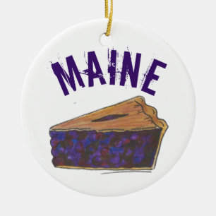 State Pride Maine Blueberry Paj Slice Julgransprydnad Keramik