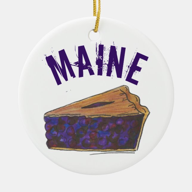State Pride Maine Blueberry Paj Slice Julgransprydnad Keramik (Framsidan)